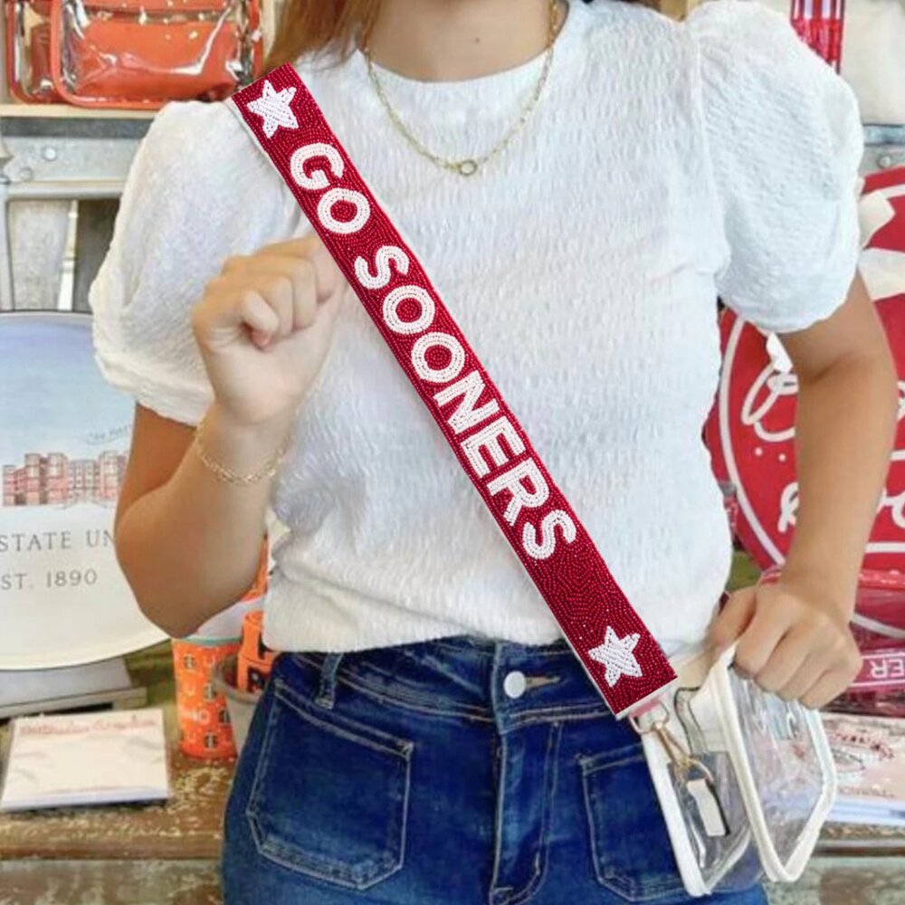 Oklahoma Beaded Purse Strap | Oklahoma Sooners Beaded Strap